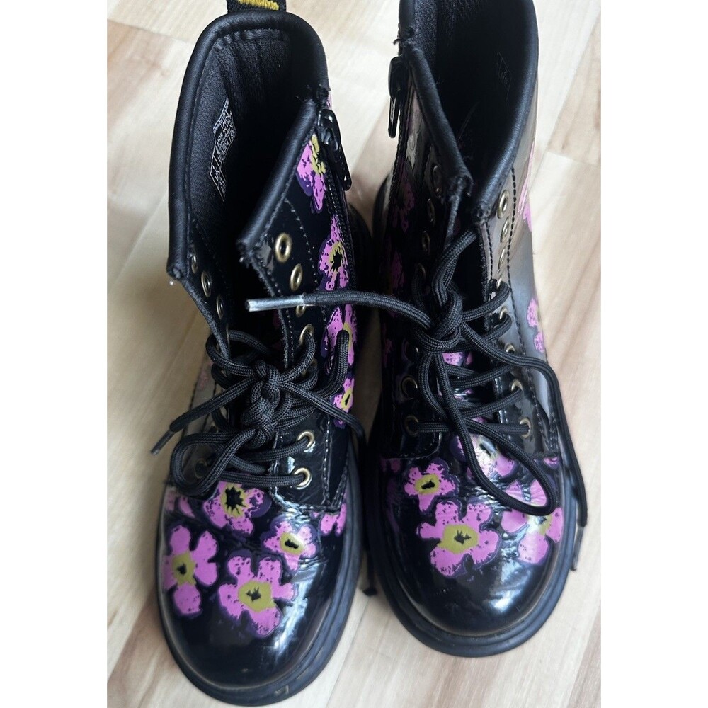 Dr. Martens 1460 J Kids Floral Patent Leather Lace-Up Zip Combat Boots US 2 - Picture 7 of 9